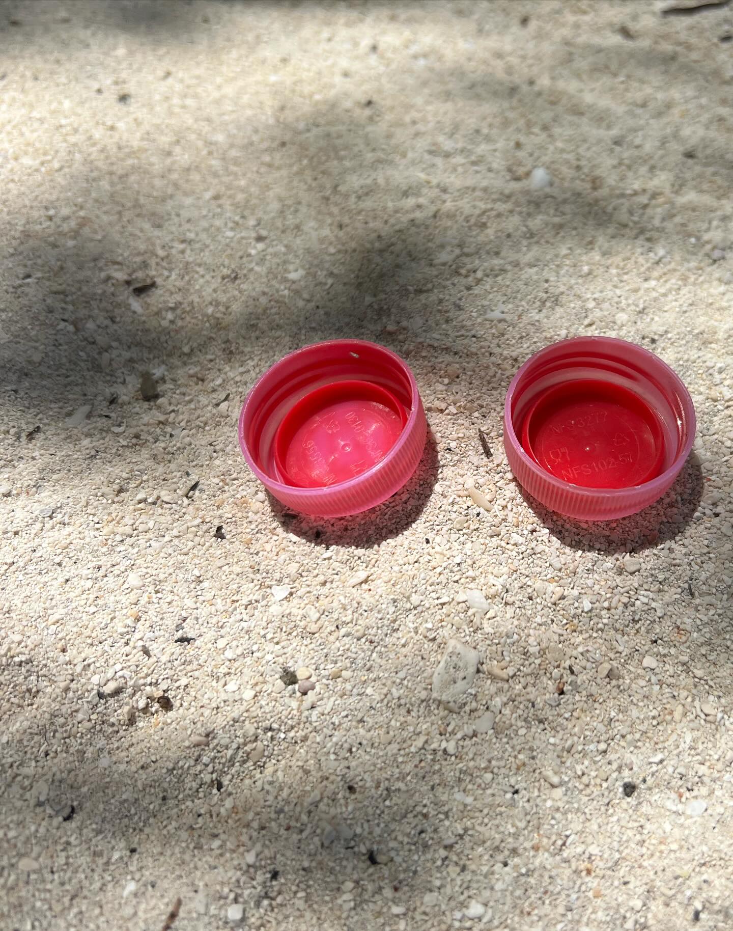 Plastic bottle caps collected from beach